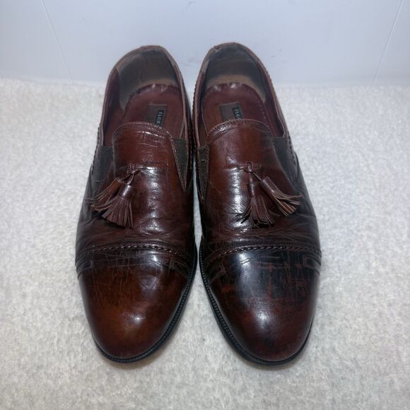 Men's Vintage FLORSHEIM Barletta Dress Shoes Brown Loafer Slip On Size 11D - Picture 1 of 8